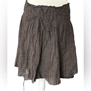 Cotelac Brown Textured Skirt with Tie Accent